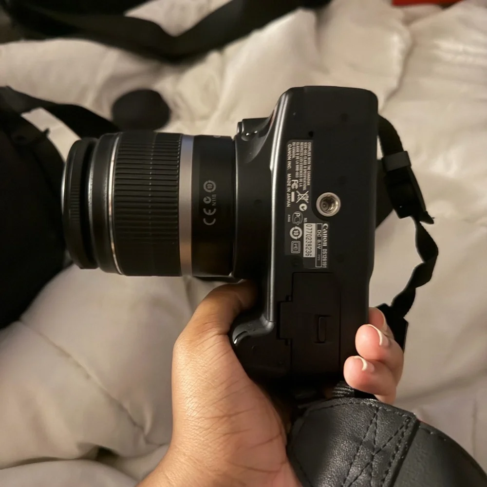 Canon Black DSLR with Zoom Lens
